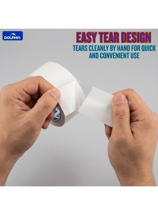 دولفين شريط لاصق مزدوج الوجهين دولفين 2 إنش × 15 ياردة، لاصق قوي قائم على المذيب، سهل القطع، متعدد الاستخدامات - Image 3